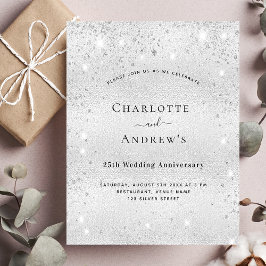 Cartão Postal De Convite aniversário de 25 anos de casamento com brilho pra