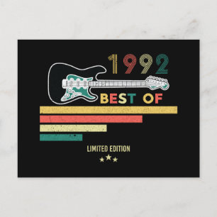 Cartão Postal De Convite aniversário de 30 anos Vintage Guitar Lover Best D