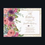 Cartão Postal De Convite Aniversário de 40 anos Brilhante Dourado Rosa Bril<br><div class="desc">convite de festas aniversário de 40 anos com belos burgundy estilo boho e floral cor-de-água rosa em fundo branco com brilho dourado. Entre em contato conosco para obter ajuda com a personalização ou para solicitar produtos correspondentes ou coordenadores.</div>