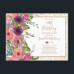 Cartão Postal De Convite Aniversário de 40 anos Brilhante Dourado Rosa Bril<br><div class="desc">convite de festas aniversário de 40 anos com belos burgundy estilo boho e floral cor-de-água rosa em fundo branco com brilho dourado. Entre em contato conosco para obter ajuda com a personalização ou para solicitar produtos correspondentes ou coordenadores.</div>