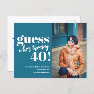 Cartão Postal De Convite Aniversário de 40 anos de Fotografias Negrito