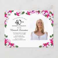 Aniversário de 40 anos Floral Branco Rosa