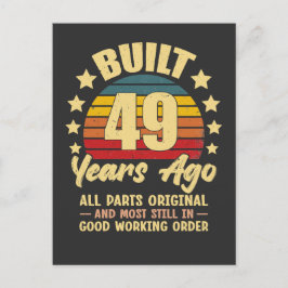 Cartão Postal De Convite Aniversário de 49 anos Vintage Construído há 49 An