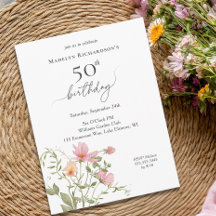 Aniversário de 50 anos feminino aquarela flor silv