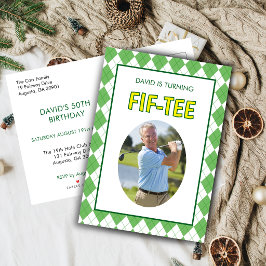 Cartão Postal De Convite Aniversário de 50 anos Funny Fif-tee Golf