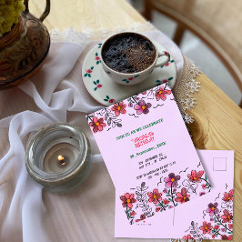 Cartão Postal De Convite ANIVERSÁRIO DE FLORES DE DOIS VERMELHOS primavera