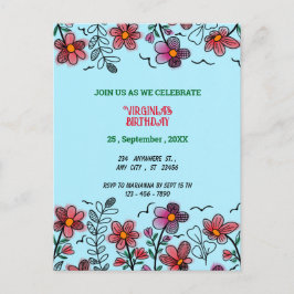 Cartão Postal De Convite ANIVERSÁRIO DE FLORES DE DOIS VERMELHOS primavera 