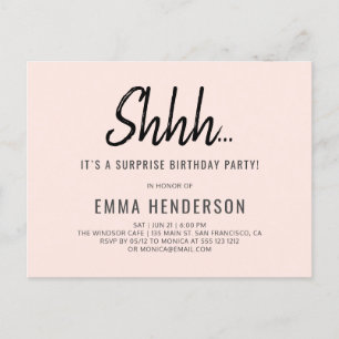 Cartão Postal De Convite Aniversário de Surpresa Simples Moderno