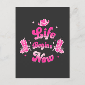 Cartão Postal De Convite Aniversário de Vaqueira Ocidental Rosa Marco Miles