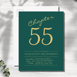 Cartão Postal De Convite Aniversário do Dourado Escritório Verde de Qualque