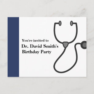 Cartão Postal De Convite Aniversário do médico