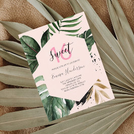 Cartão Postal De Convite Aniversário Tropical de Verão Doce 16