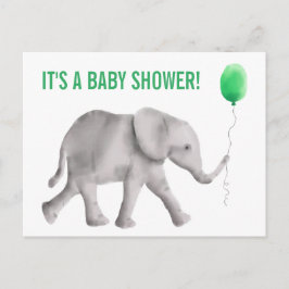 Cartão-postal de convite ao Chá de fraldas elefant