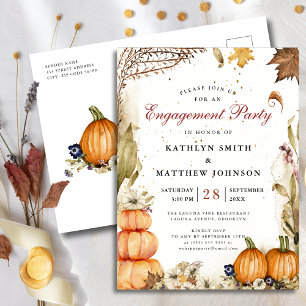 Cartão Postal De Convite Apaixonar O Noivado De Outono Botânico Da Pumpkin