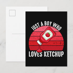Cartão Postal De Convite Apenas um garoto que ama ketchup