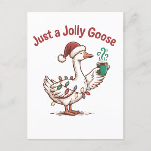 Cartão Postal De Convite Apenas um Jolly Goose Natal Ganso Bebendo Matcha