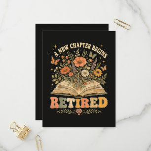 Cartão Postal De Convite Aposentado Um Novo Capítulo Começa Livro Floral Re