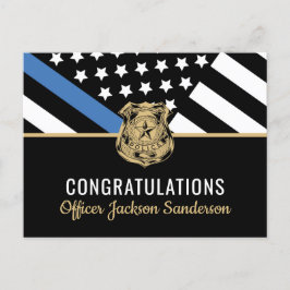 Cartão Postal De Convite Aposentadoria da Polícia Bandeira da Linha Azul Ap