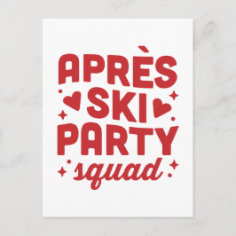 Cartão Postal De Convite Apres ski party squad holiday red aesthetic
