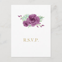 Cartão Postal De Convite aquarela suculente ameixa rosa casamento rsvp
