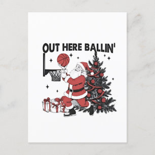 Cartão Postal De Convite Aqui fora jogando Basquete Esporte Natal
