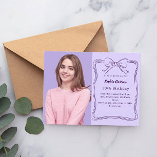 Cartão Postal De Convite Arco desenhado à mão com lavanda foto aniversário