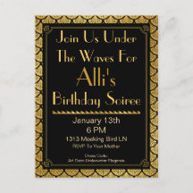 Arte Deco Escalas de Sereia - Preto e Dourado