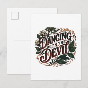 Cartão Postal De Convite Arte Gótica Dançando Com O Diabo
