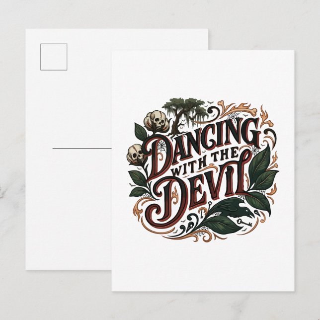 Cartão Postal De Convite Arte Gótica Dançando Com O Diabo (Frente/Verso)