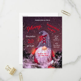 Cartão Postal De Convite Árvore de Feriado Gnomo Feliz de Natal