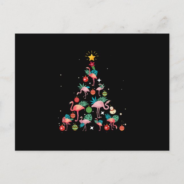 Cartão Postal De Convite Árvore de Natal de Flamingo Engraçado (Frente)
