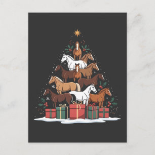 Cartão Postal De Convite Árvore de Natal em forma de cavalo Equine Natal