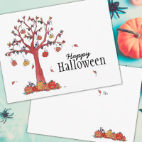 Árvore Festiva de Festas de Halloween com Pássaros