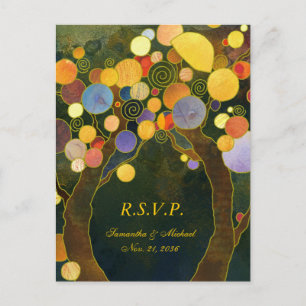 Cartão Postal De Convite Árvores do Amor Casamento RSVP