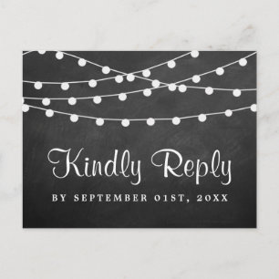 Cartão Postal De Convite As Luzes De Corda Na Coleção De Casamentos De Chal