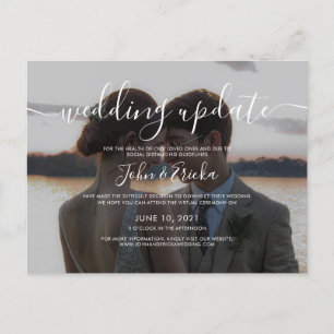 Cartão Postal De Convite Atualização de Casamento com Foto de Caligrafia de