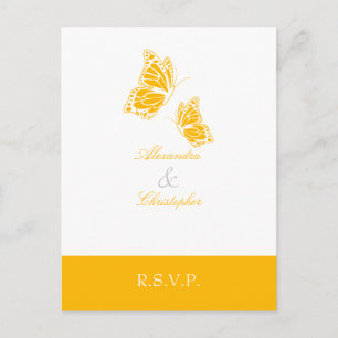Cartão Postal De Convite Aurora Yellow Butterfly RSVP 2