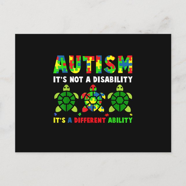 Cartão Postal De Convite Autismo Não É Sensibilização Para O Autismo Da Def (Frente)