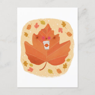 Cartão Postal De Convite Autumn Leaf Pumpkin Spice Laten Halloween