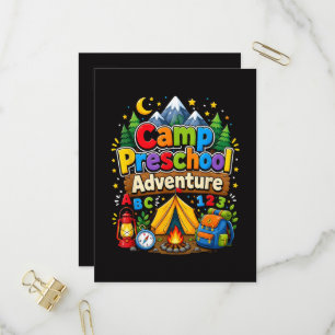 Cartão Postal De Convite Aventura Pré-Escolar Acampamento Volta às Aulas Pr