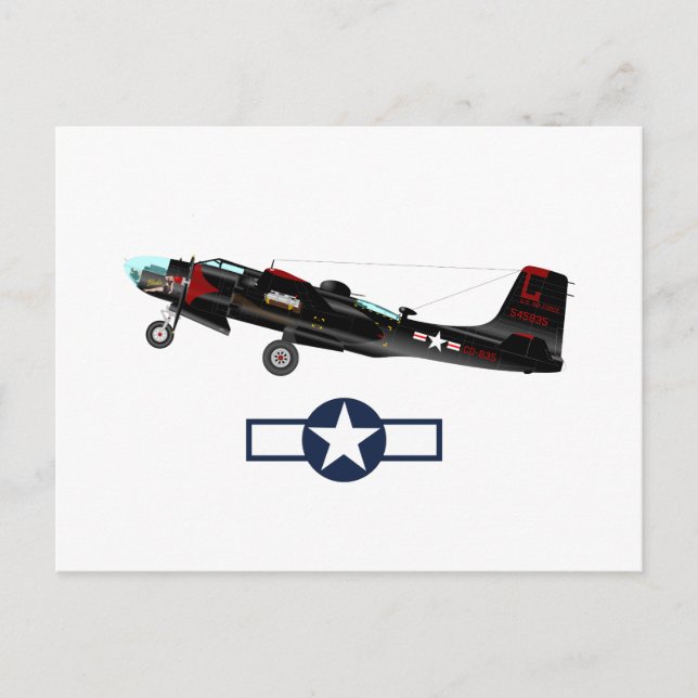 Cartão Postal De Convite Aviões Americanos da Segunda Guerra Mundial (Frente)