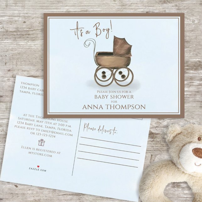 Cartão Postal De Convite Azul bonito, é um Carruagem clássico (Criador carregado)