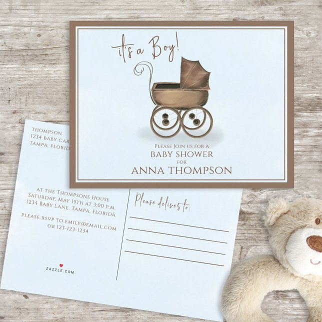 Cartão Postal De Convite Azul bonito, é um Carruagem clássico (Criador carregado)