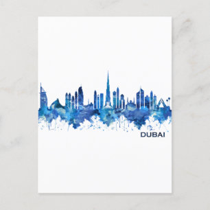 Cartão Postal De Convite Azul Skyline UAE de Dubai