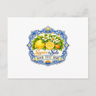 Cartão Postal De Convite Azulejo Mediterrâneo de Limão – Arte em Aquarela c