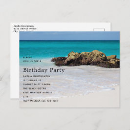 Cartão Postal De Convite Azure Ocean Sandy Beach Foto Aniversário