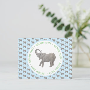 Cartão Postal De Convite Baby Elephant Light Birday