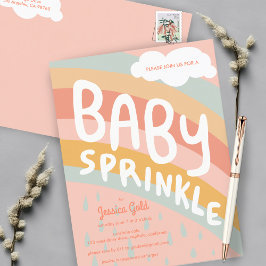 Cartão Postal De Convite BABY SPRINKLE Cute Clouts Rainbow Rain Personaliza