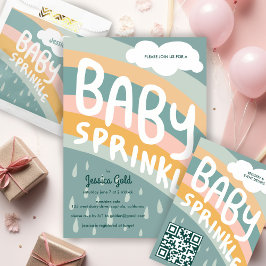 Cartão Postal De Convite BABY SPRINKLE Cute Clouts Rainbow Rain Personaliza