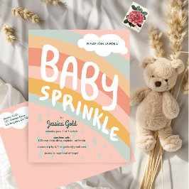 Cartão Postal De Convite BABY SPRINKLE Cute Clouts Rainbow Rain Personaliza